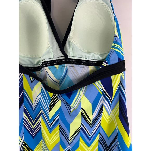 Blue Green Black Nike Swimwear Swimsuit Size 10 Halter Back Lined Bra - Picture 5 of 5
